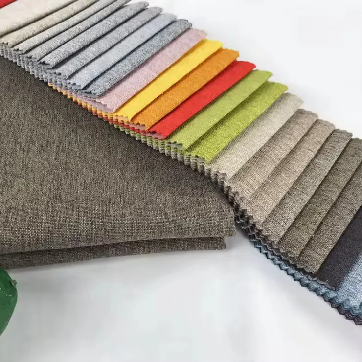 सोफ़े के लिए सूत से रंगे नकली लिनन असबाब कपड़े